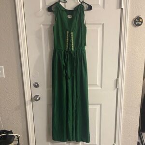 Green Renaissance Lace-Up Over Dress